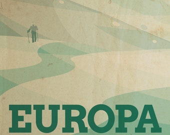 Europa Retro Planetary Travel Poster