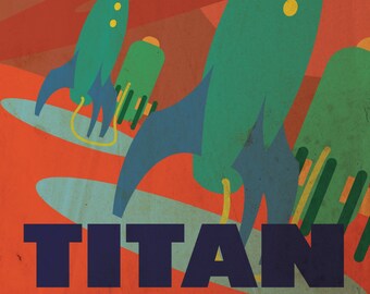 Titan Retro planetarischen Reise Poster