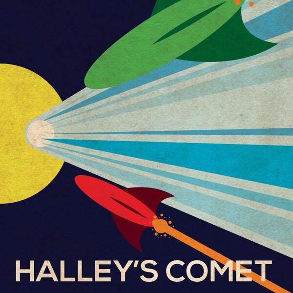 Halley's Comet Retro Planetary Travel Poster