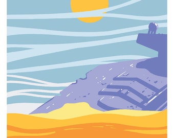 Sci-Fi Desert Graveyard WPA Style Travel Poster