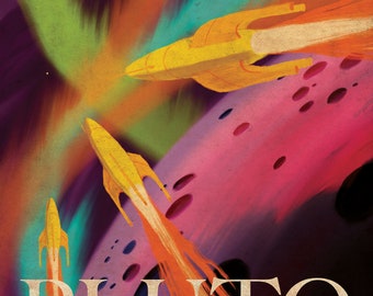 Pluto Retro Planetary Travel Poster (Nacharbeit)
