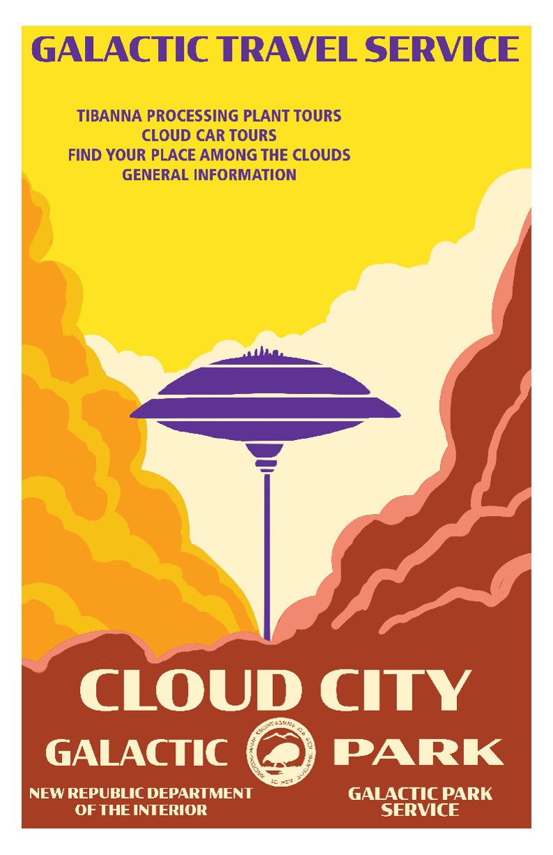 Sci-Fi Cloud City WPA Style Travel Poster afbeelding 1