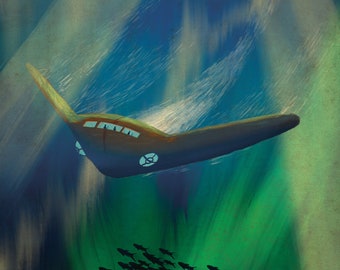 Neptun Retro Planeten ReisePoster (Nacharbeit)