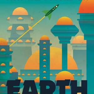 Earth Retro Planetary Travel Poster