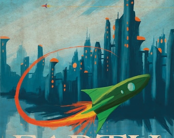 Earth Retro Planetary Travel Poster (Nacharbeit)