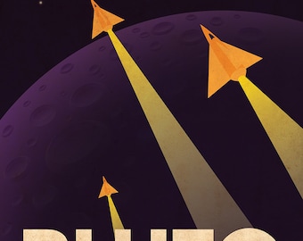 Pluto Retro Planetary Travel Poster