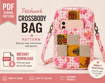 Quilted Patchwork Crossbody Bag Sewing Pattern (PDF Download)