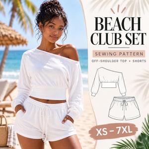 Mönster för Beach Club-set, topp med axelband och shorts (PDF-nedladdning)