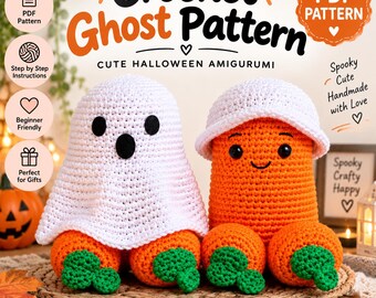 Haakpatroon voor een spook-amigurumi (PDF), Halloweenfiguur, eenvoudig project voor beginners