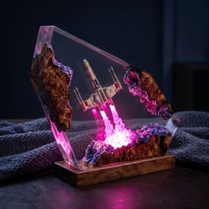 Spaceship Resin Lamp, Galaxy Room Decor, Futuristic Desk Light, Fan Inspired Gift, Unique Gift Idea, Christmas Gift for Him