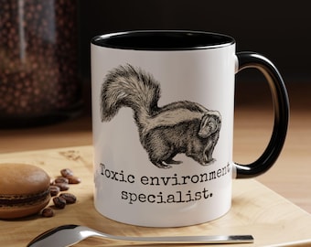 Custom Text Skunk Mug, Personalized Coworker Gift, Add Your Own Quote, Toxic Workplace Survivor, Passive Aggressive Office Humor Cup