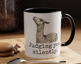 Personalized Llama Mug, Custom Text Coffee Mug, Funny Sarcastic Mug, Animal Humor Cup, Office Desk Gift