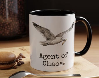 Personalized Seagull Mug, Custom Text Coffee Mug, Agent of Chaos Cup, Funny Office Humor, Sarcastic Gift Mug