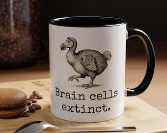 Personalized Dodo Bird Mug, Brain Cells Extinct Coffee Cup, Funny Burnout Gift for Coworker, Sarcastic Brain Fog Mug, Custom Biology Gift