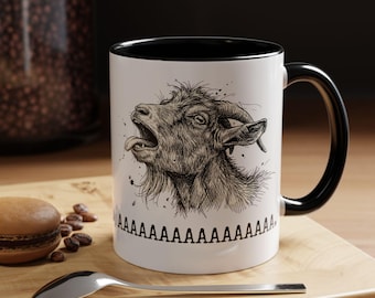Screaming Goat Mug, Stressed Goat Coffee Cup, Anxiety Humor Gift, Farm Animal Sarcastic Mug