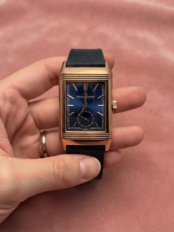 Vintage Jaeger-LeCoultre Quartz Movement Full Stainless Steel Body Blue Dial Blue Strap Men's Watch