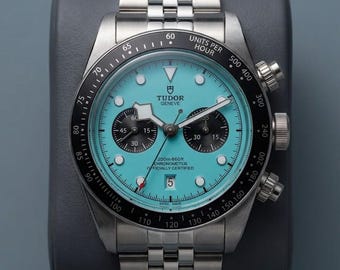 Vintage Tudor Chronograph Automatic Swiss Luxury Men’s Watch, Tiffney Blue