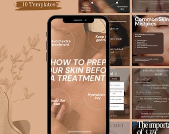 Instagram Skincare Templates for Estheticians | Facial Aftercare & Skincare Education Posts | Canva Social Media Content