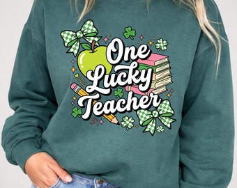 Retro Teacher St Patrick's Day Png, Four Leaf Clover png, Teacher St Patrick, Lucky Teacher Appreciation Gift, Digital Download
