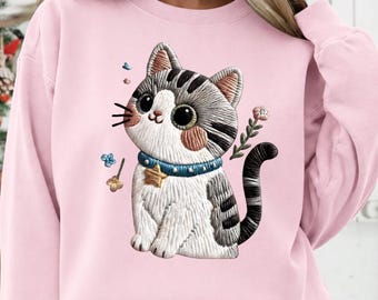 Latch Hook Cat PNG, Faux Yarn Kitten Art, Cat Mom Sublimation (Digital Download)