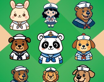 Sailor Animals Clipart (9 PNG Files