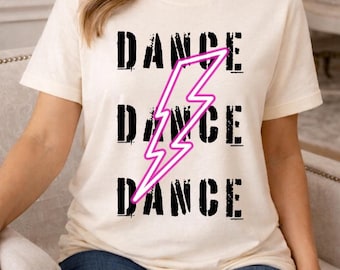 Dance PNG, Neon Lighting Bolt, Distressed Dance Shirt Design, Digital Download