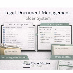 Legal Document Management Folder System | Digital Filing Structure & Case Organization Template