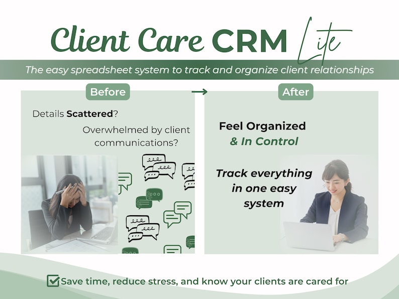 Client Care CRM Lite | Spreadsheet-based Client Tracking System - Etsy