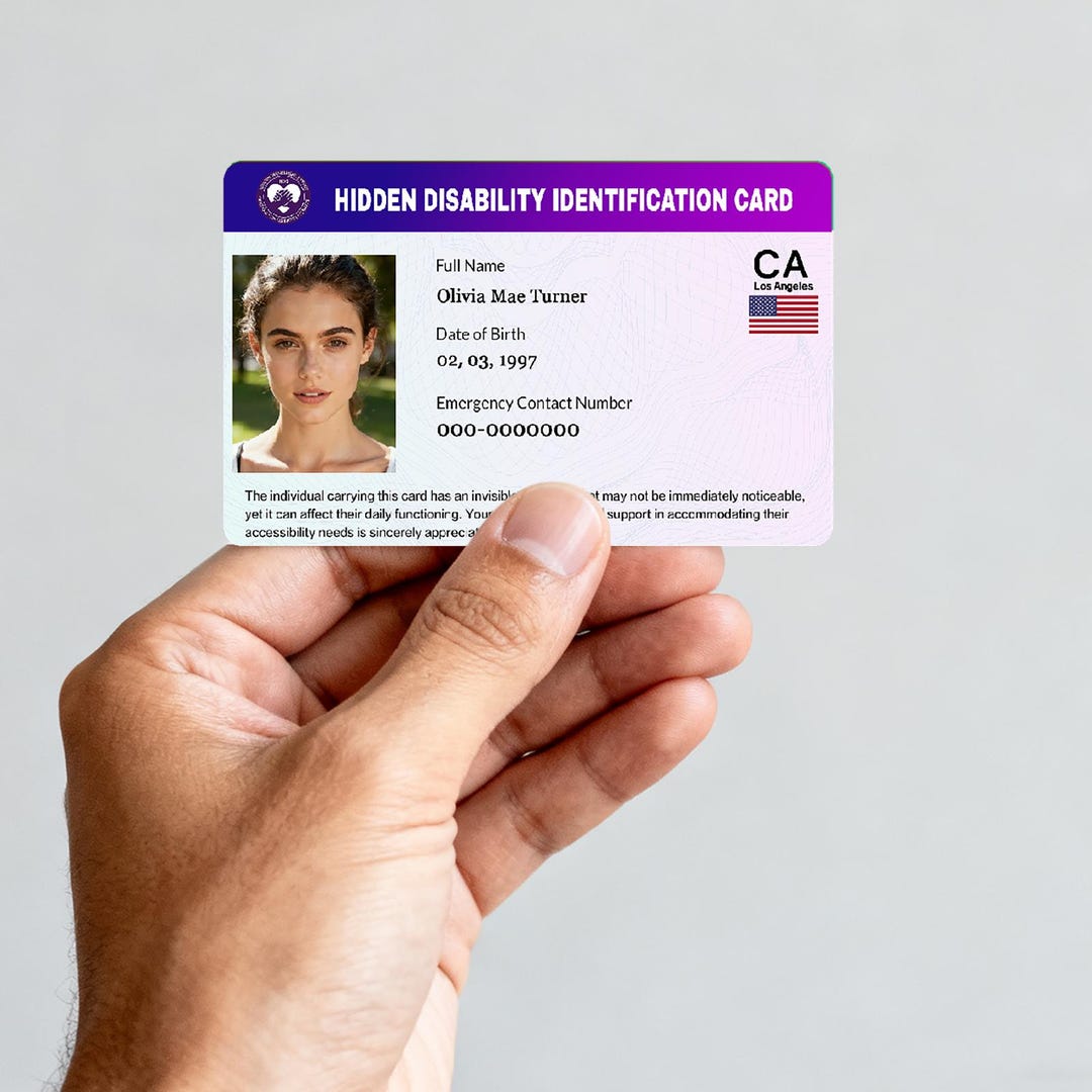 Hidden Disability Card Custom Invisible Disability ID Card Personalized ...