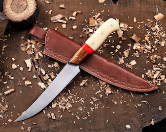 Handmade Fillet Knife | Personalized Fishing Knife Gift for Him | 7" Stainless Steel Blade Rosewood Bone Handle | Custom Engraved Fish Knife