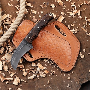 Personalized EDC Hawkbill Knife with Sheath – Custom Fixed Blade Knives Gift for Men, Laser Engraved Gifts for Groomsmen, Husband, Father