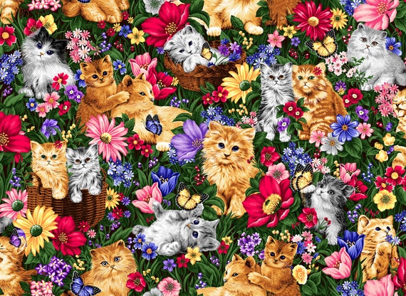 Purr-Fect 59-3921  100per cent Cotton from Oasis Fabrics-100% cotton sewing quilt fabric-BTY