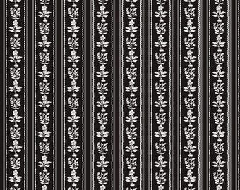 PRE-ORDER for Nov. 2026- Moonlit Trellis Floral Stripe Black- Sold in yard increments
