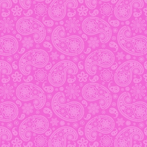 May include: A seamless pattern featuring a pink paisley design. The paisley shapes are outlined in white and filled with white floral patterns. The background is a solid pink color.