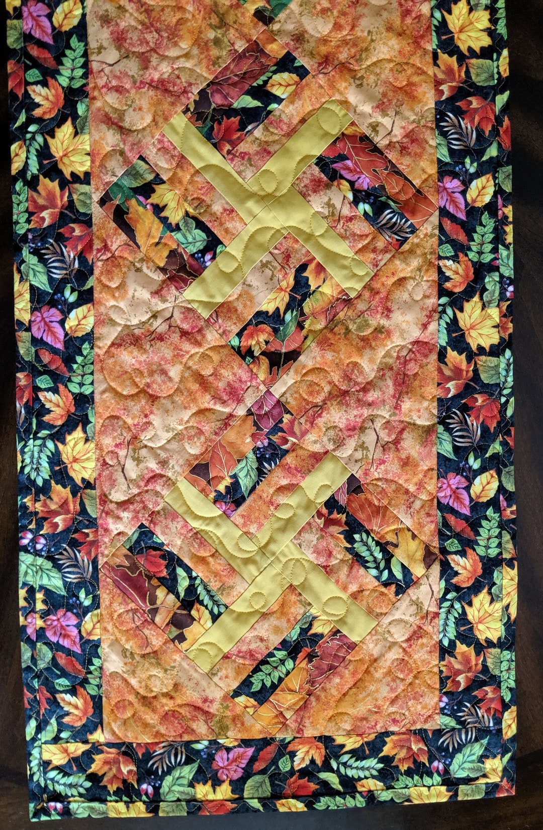 Fall Leaves Quilted Handmade Table Runner 64 X 17 - Etsy