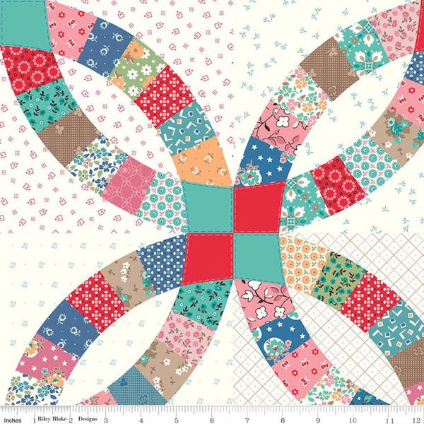 Double Wedding Ring Quilt Fabric – Wide Back 100% Cotton, Riley Blake-BTY