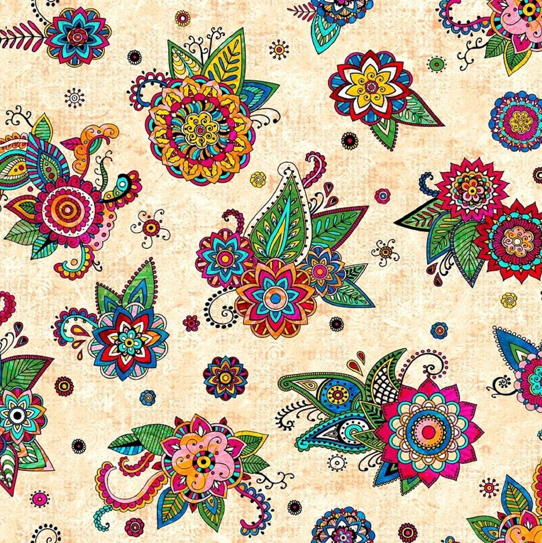 Quilting Treasures, Fiorella Tossed Floral 27180 E CREAM100 Cotton Sewing Quilt Fabricbty Etsy