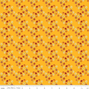 Fall&#39;s in Town Floral Gold From Riley Blake Designs  Give Thanks by Sandy Gervais -100% Cotton Woven Fabric BTY