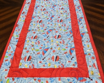 Patriotic Table  Runner, 4th of July Runner Handmade Table Runner , Summer Picnic,  Long Runner 48" x  16"