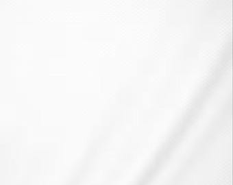 May include: A solid white fabric featuring a subtle, repeating grid-like texture across the entire surface. The material displays soft, diagonal folds that create gentle shadows, highlighting the fine, woven pattern of the textile.