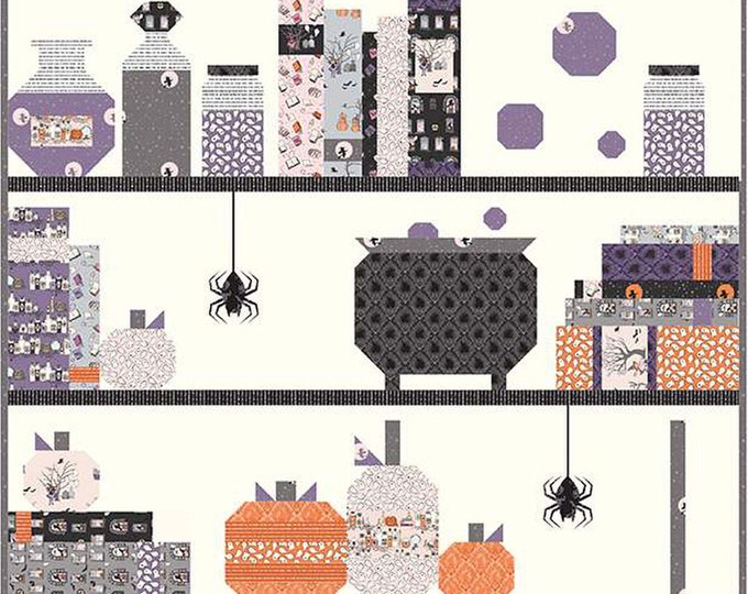 NEW Spooky Shelfie Quilt Kit Using Spooky Schoolhouse Fabrics by