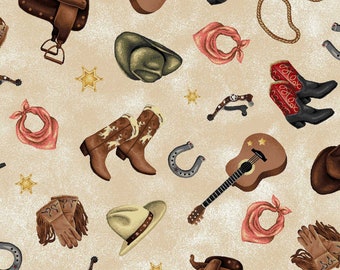 Oasis Fabrics-Cowgirl Spirit 59-35901 Cowgirl Spirit by Carol Holzapfel- 100% cotton sewing quilt fabric BTY