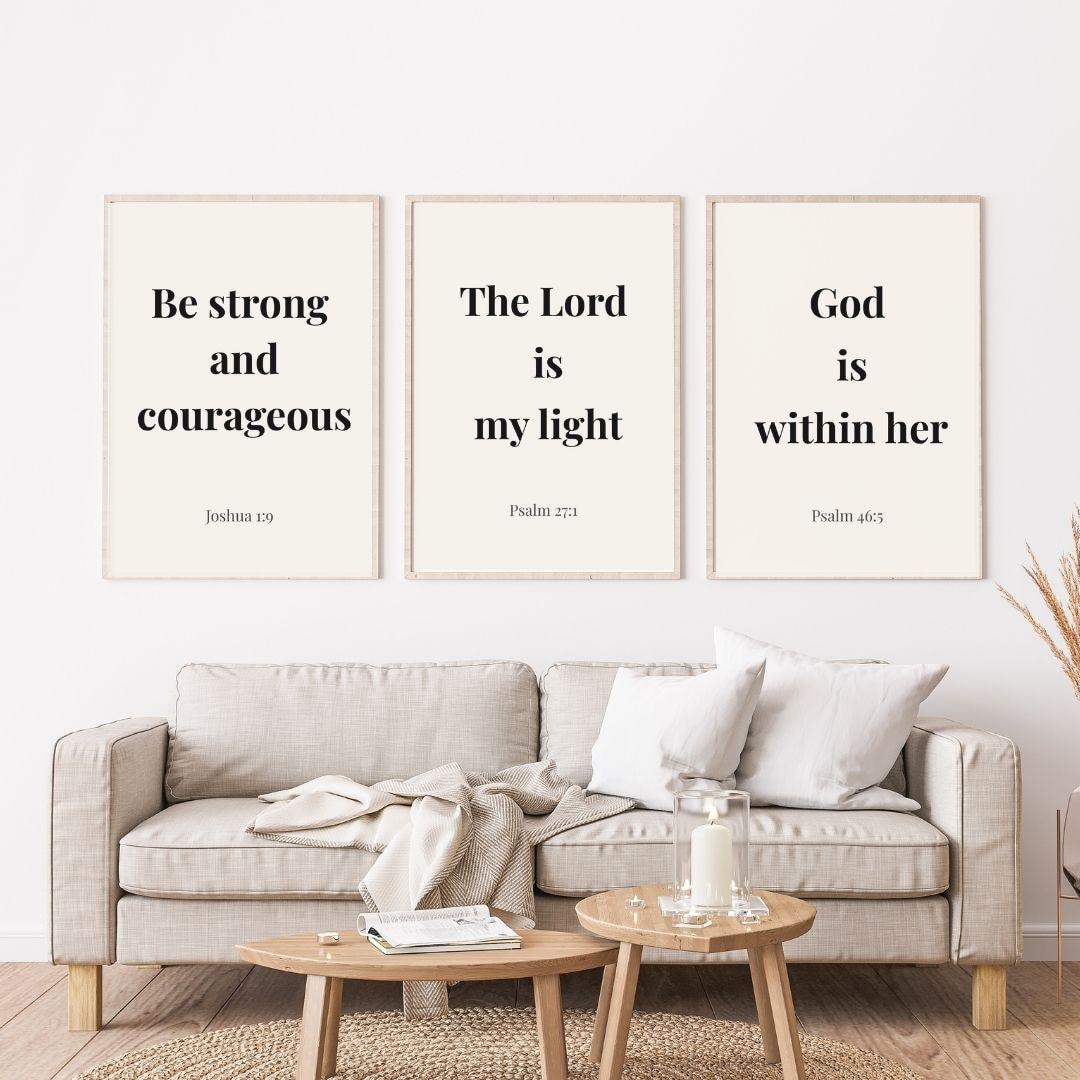 Christian Bible Verse Wall Art Set of 3 Printable Minimal Neutral ...