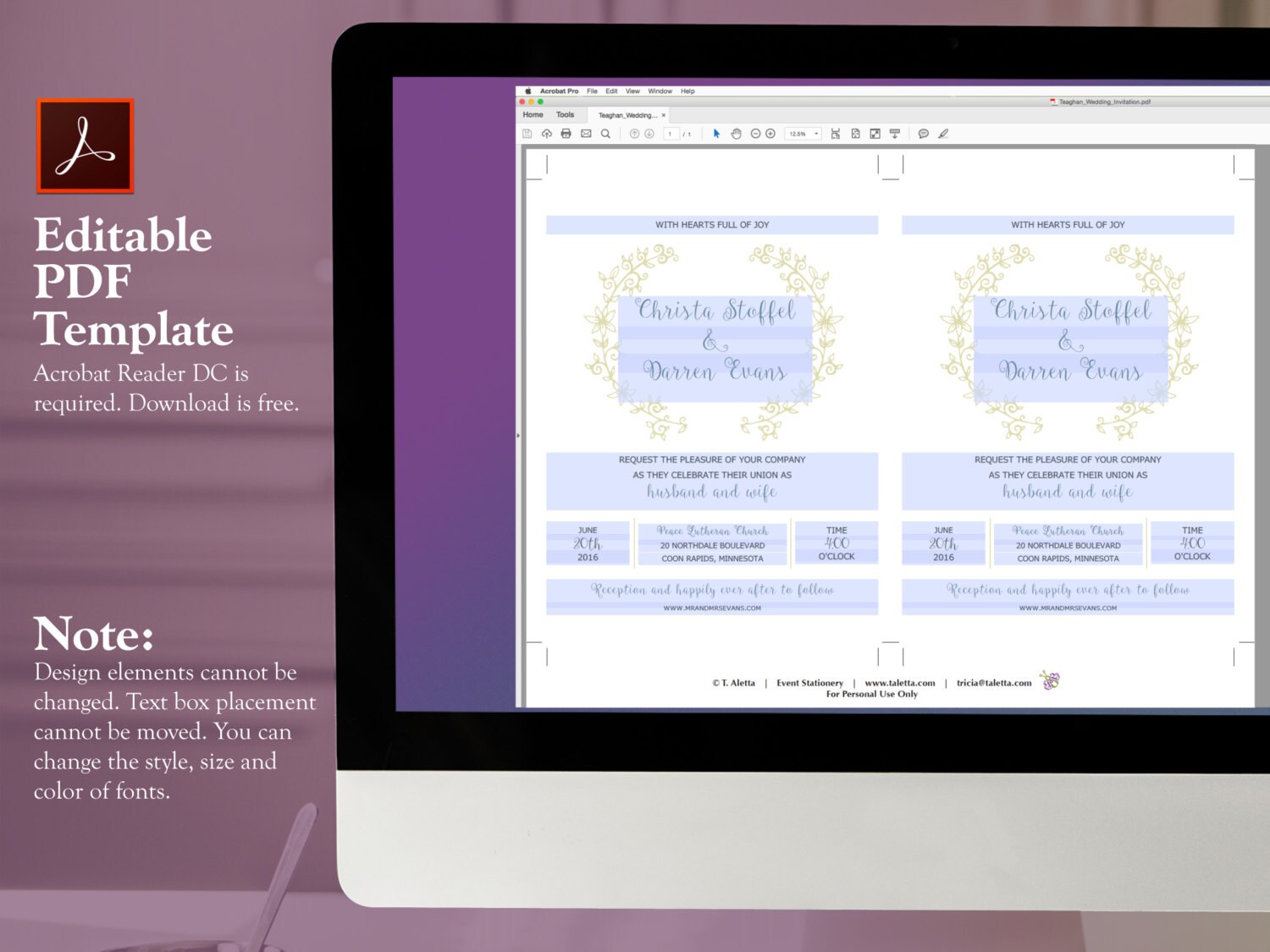 Wedding Stationery Set Printable Invitation Set Romantic Etsy