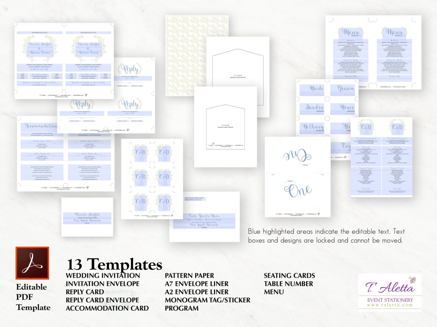 Wedding Stationery Set Printable Invitation Set Romantic Etsy