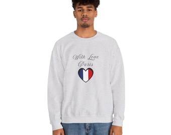 With Love Paris Heart Sweatshirt, French Flag Heart Sweatshirt, Vintage Style Paris Sweatshirt, Paris France Sweatshirt, Paris Lover Gift
