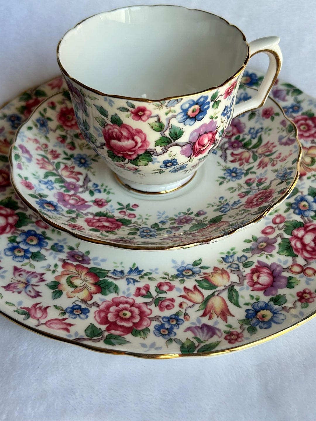 Pu Strathpine Tea Set Vintage Crown Staffordshire Springtime Tea Cup Set - Etsy