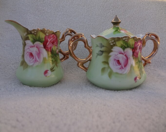 Vintage Lefton China Sugar and Creamer Set Etsy