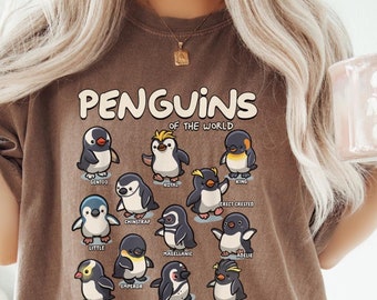 Penguin Shirt, Comfort Colors® Penguins Of The World Shirt, Antarctica Cruise, Penguin Gift, Cute Penguin Shirt, Penguin Lover Gift