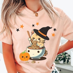 Ramen Cat Shirt, Halloween Cat Shirt, Ramen Cat, Kawaii Cat Shirt, Ramen Shirt, Cat Shirt, Cat Lover Gift, Cat Lover Shirt, Japanese Shirt